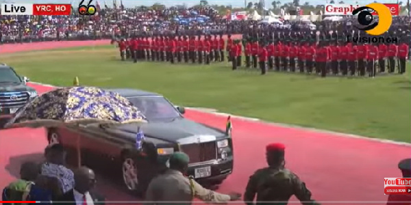 Togbe Afede arrives at Ghana at 66 celebrations ground in Rolls Royce