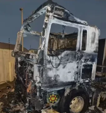 Truck catches fire in Accra